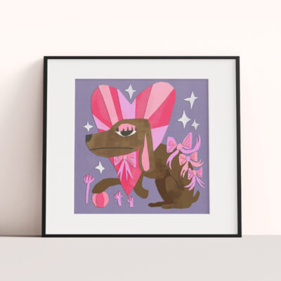 Piesek z kokardami, plakat 20 x 20 cm